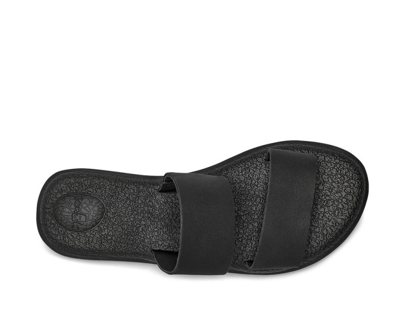 Sanuk Yoga Gora Leather Women's Flip Flops Black | Canada 8TCE